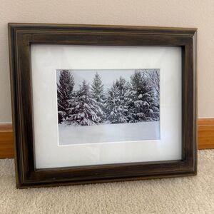 Rustic Snow-Covered Pine Tree Wall Art Vintage Framed Winter Landscape